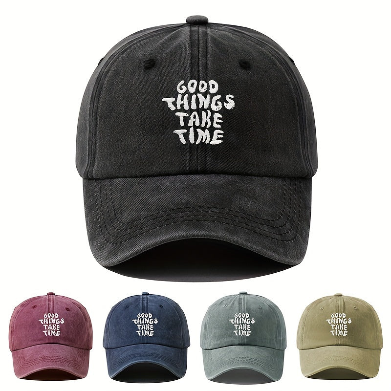 Vintage Washed Embroidered Letter Baseball Cap With Adjustable Peaked Curved Brim For Unisex Outdoor Travel, Camping, Sun Hat, Party, And Hip Hop Vintage Washed Embroidered Letter Baseball Cap With Adjustable Peaked Curved Brim For Unisex Outdoor Travel, Camping, Sun Hat, Party, And Hip Hop